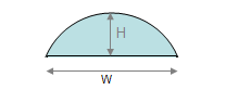 Segment of a circle.  A horizontal base line with an arc on the top.  Its height is H and width of the base W
